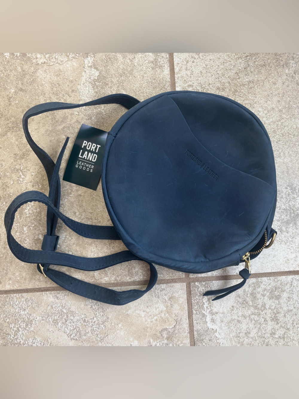 NWOT Navy Blue Portland Leather Round Crossbody